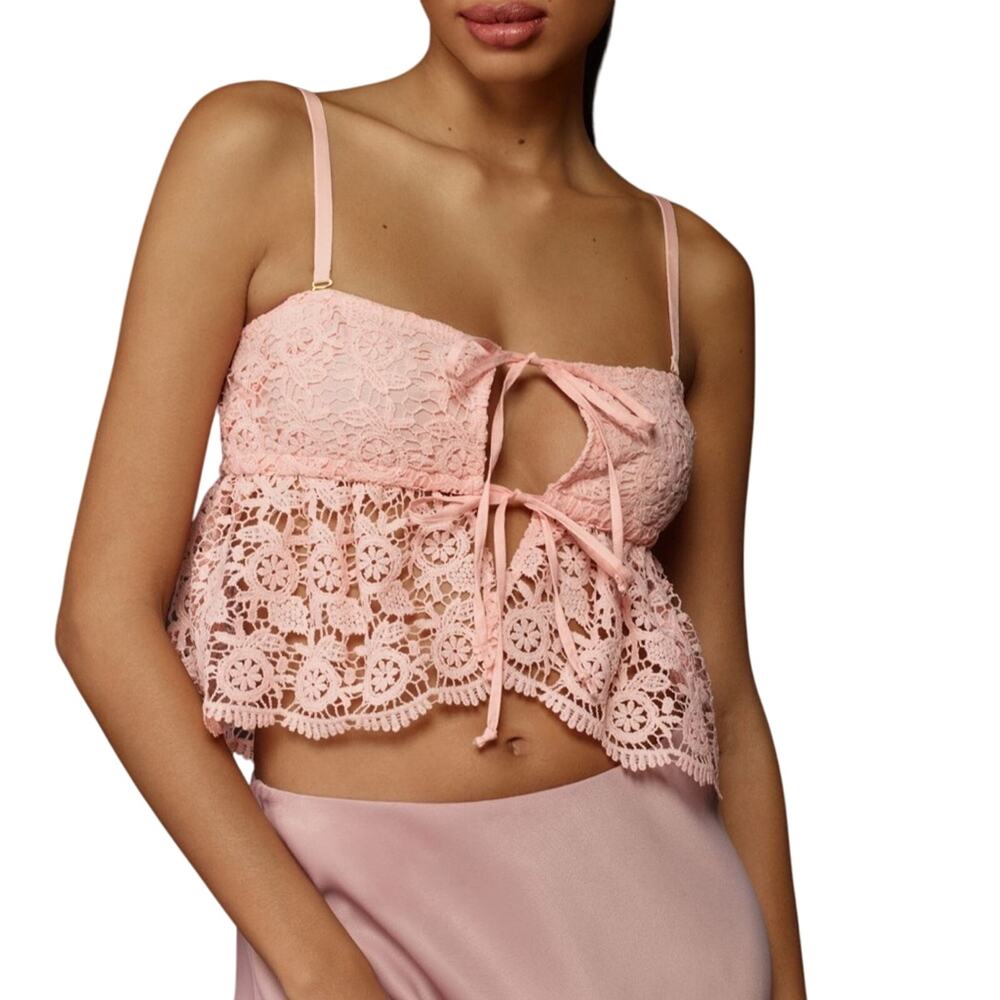 Anthropologie Crochet Rose Pink Lace Top NEW